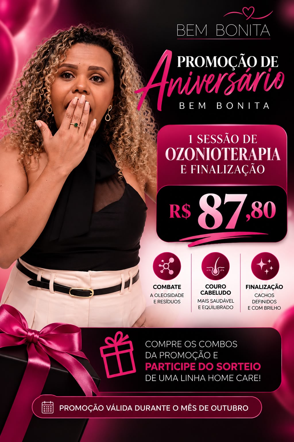 Promoção de aniversário: 1 sessão de ozonioterapia e finalização, R$ 87,80
